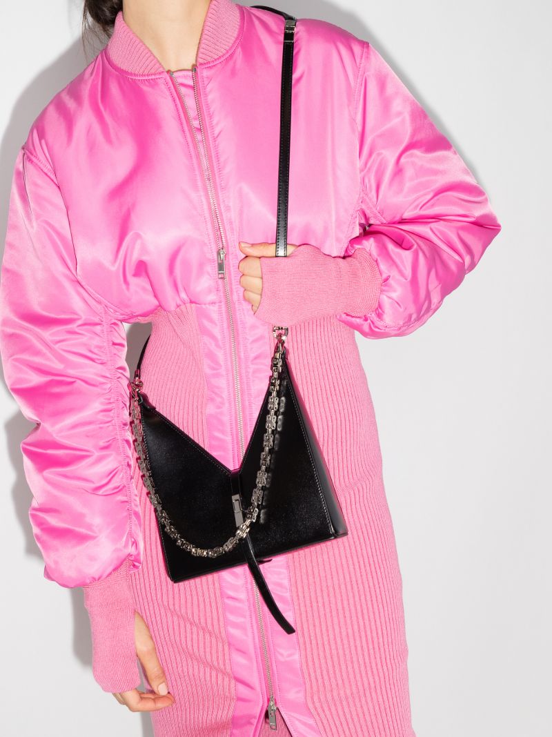 Black Cut Out Mini Leather Cross Body Bag