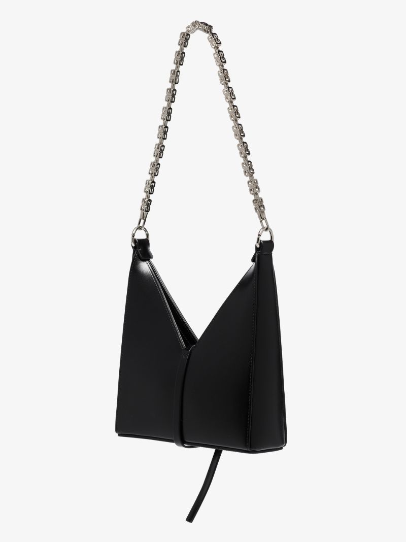 Black Cut Out Mini Leather Cross Body Bag