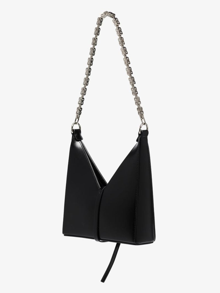 Black Cut Out Mini Leather Cross Body Bag