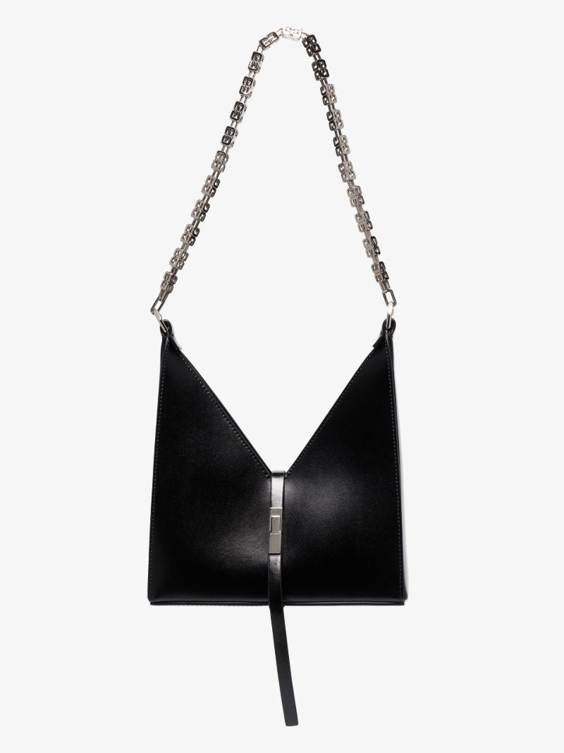 Black Cut Out Mini Leather Cross Body Bag