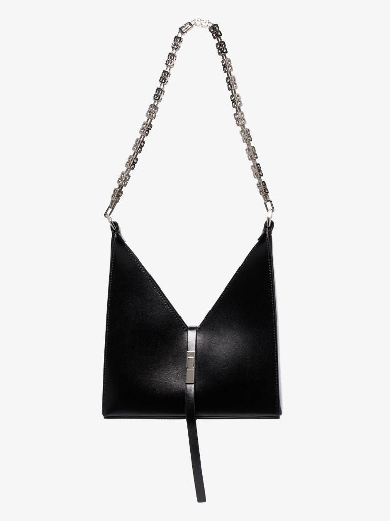 Black Cut Out Mini Leather Cross Body Bag