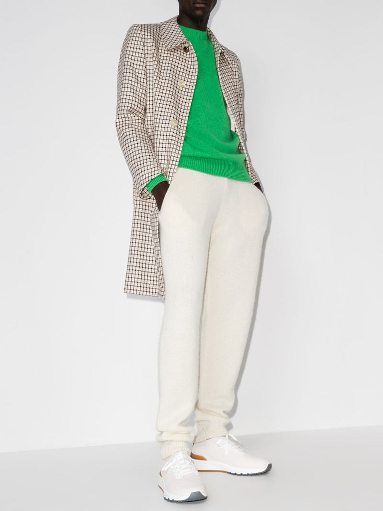 White Leather Trim Woven Sneakers