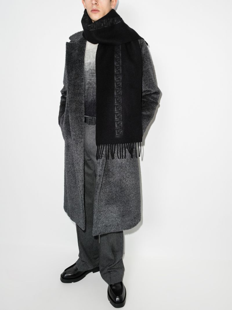 Black Linear Ff Monogram Cashmere Scarf