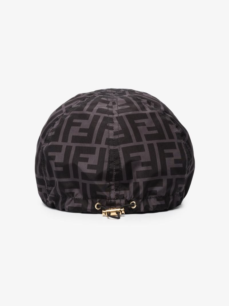 Black Monogram Print Baseball Cap