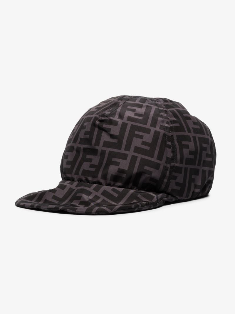 Black Monogram Print Baseball Cap