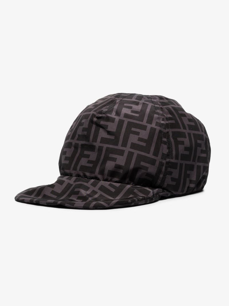 Black Monogram Print Baseball Cap