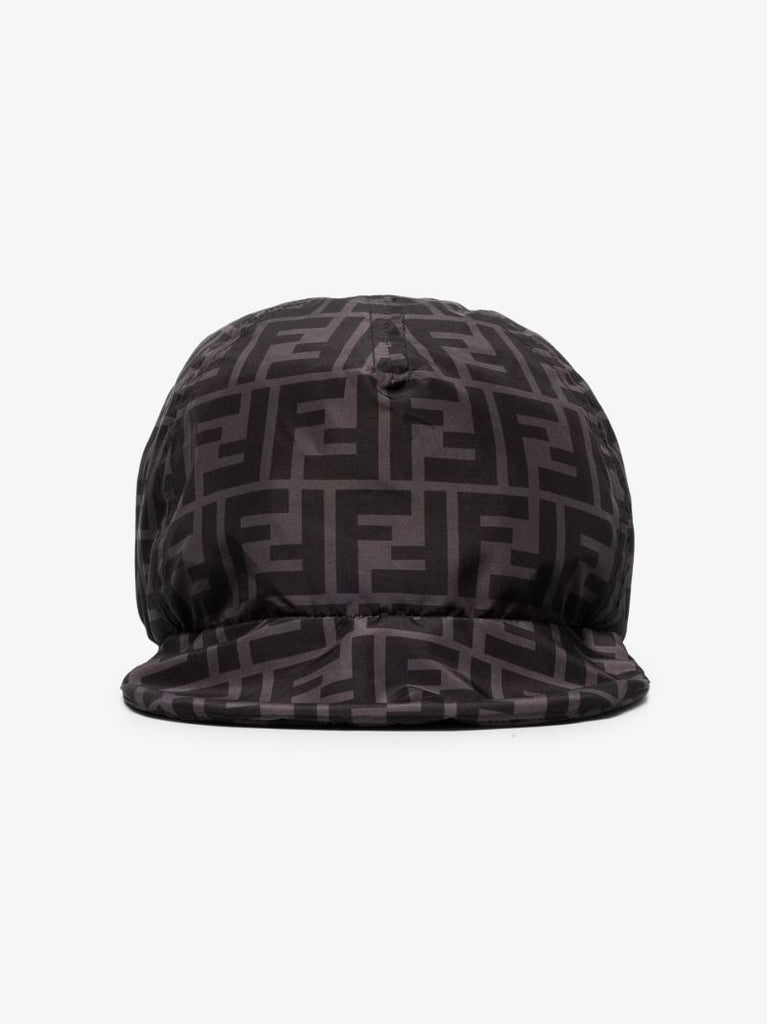 Black Monogram Print Baseball Cap