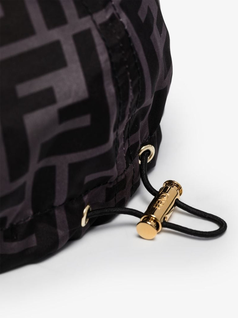 Black Monogram Print Baseball Cap