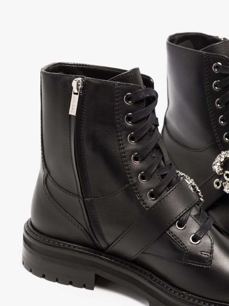 Black Cora Embellished Leather Boots