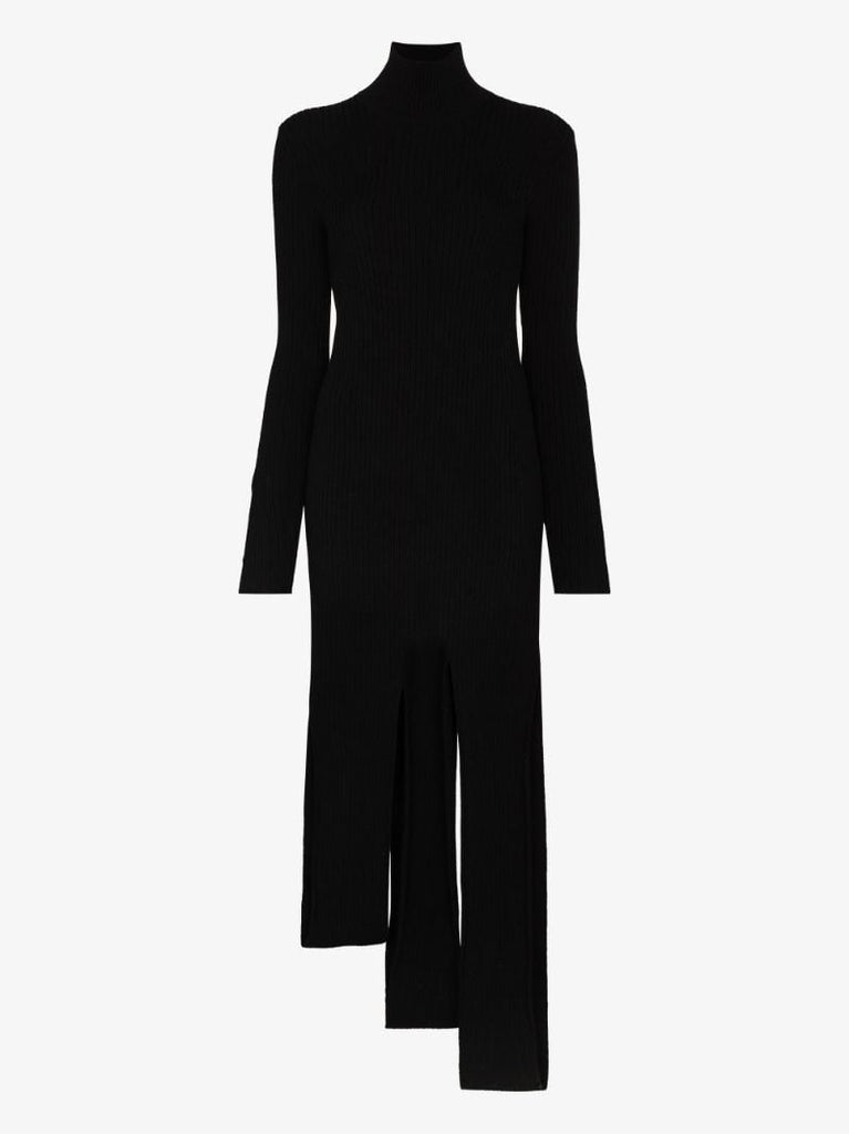 Black Wool Midi Dress
