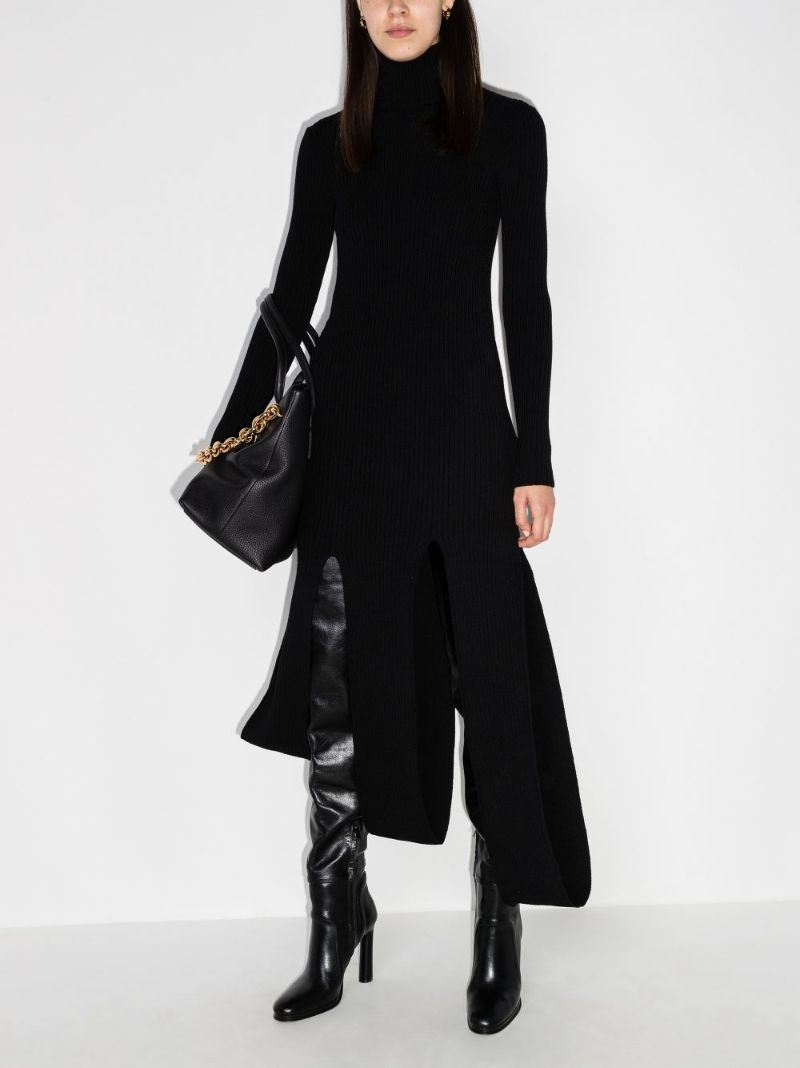 Black Wool Midi Dress