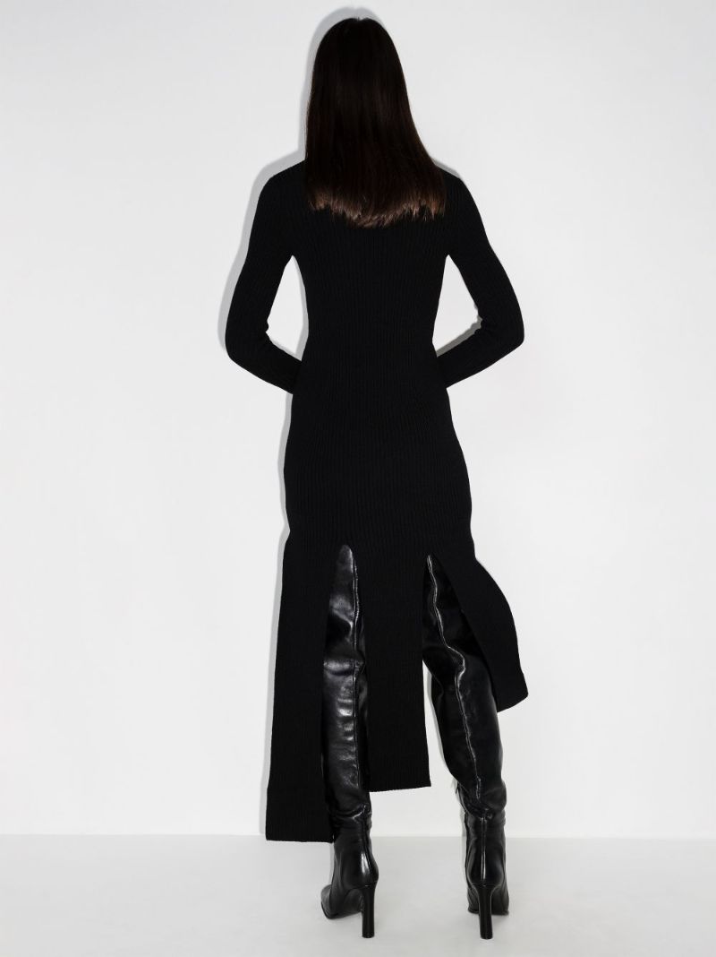 Black Wool Midi Dress