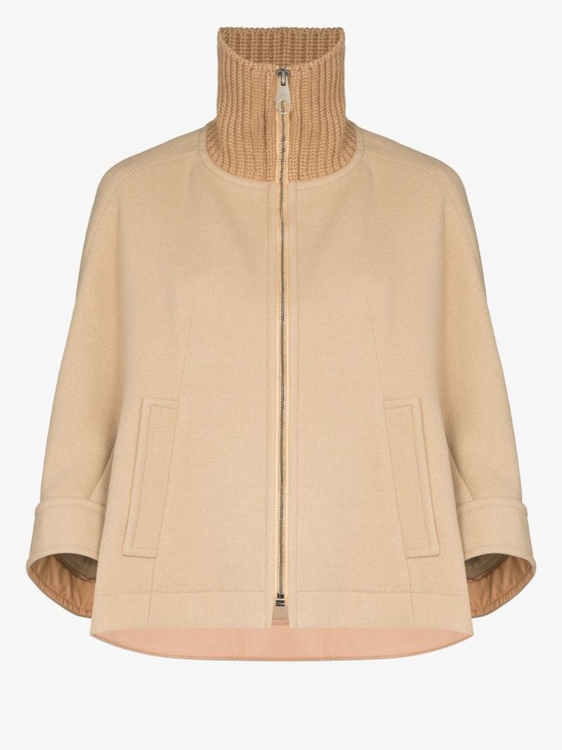Zip-up Wool Cape Jacket