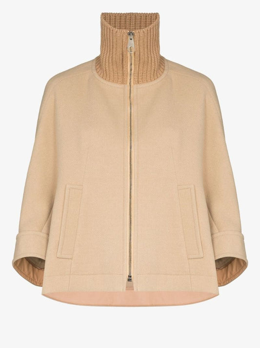 Zip-up Wool Cape Jacket