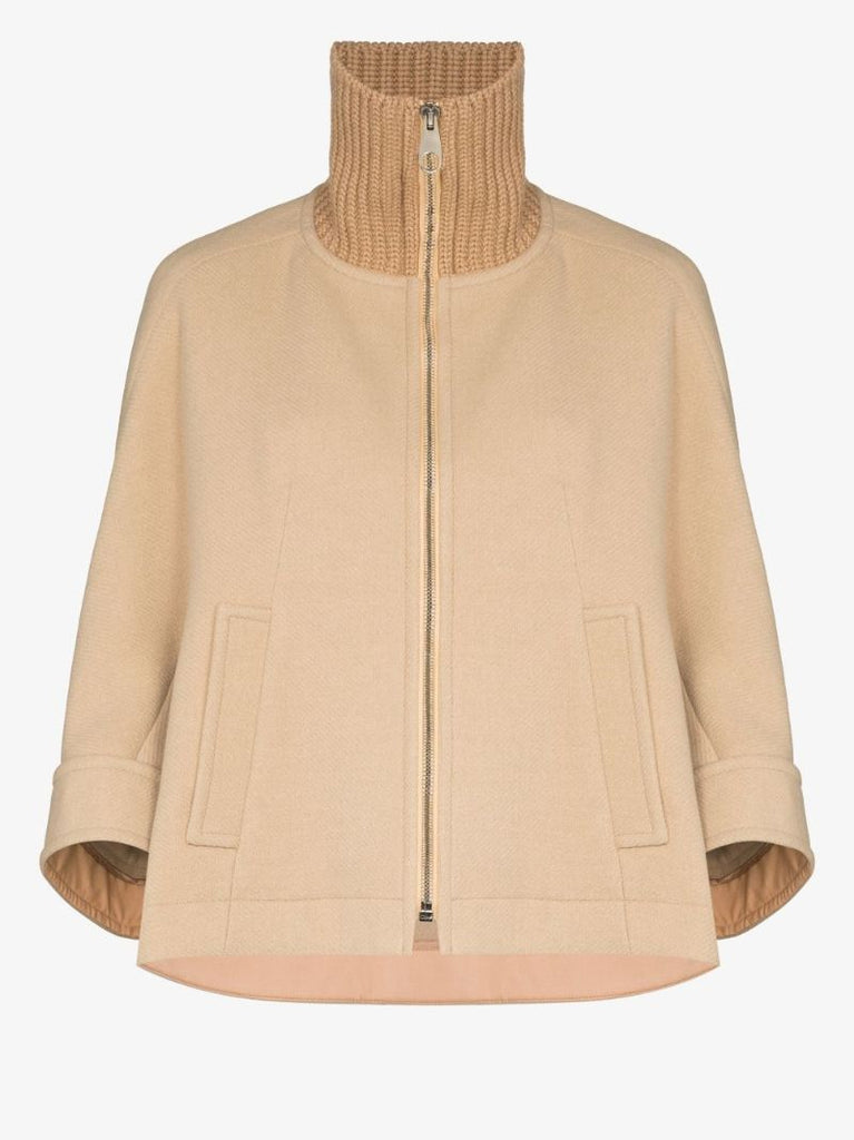 Zip-up Wool Cape Jacket