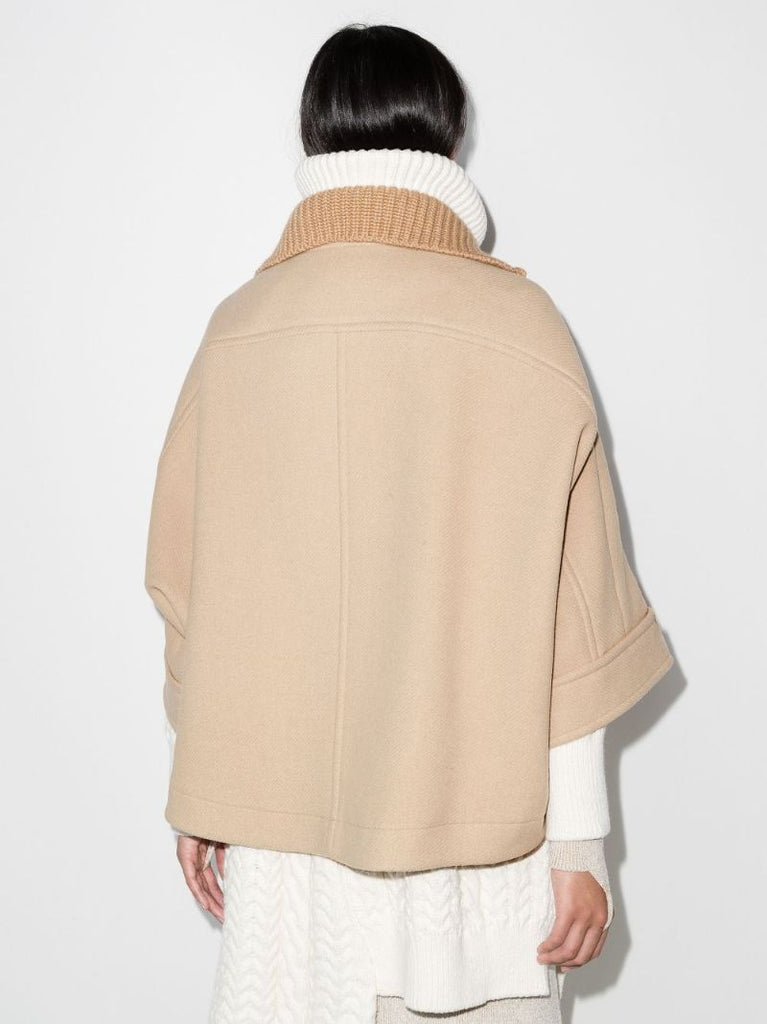 Zip-up Wool Cape Jacket