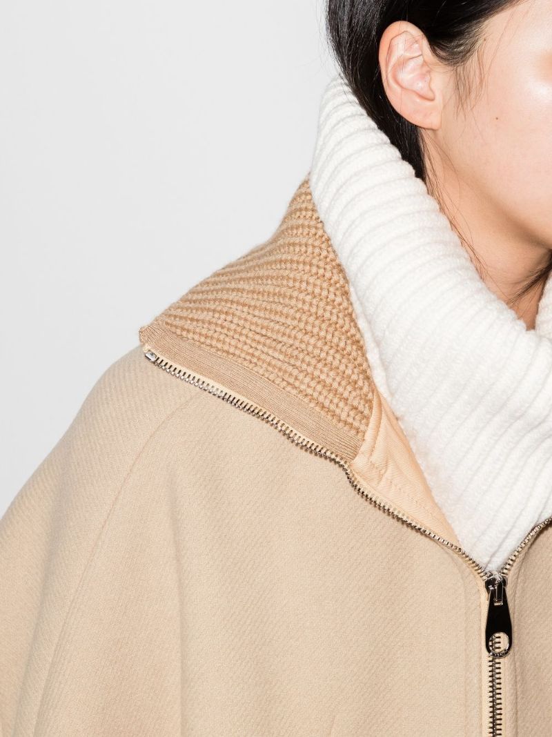 Zip-up Wool Cape Jacket