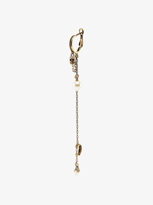 Gold Tone Skull Chain Ear Cuff