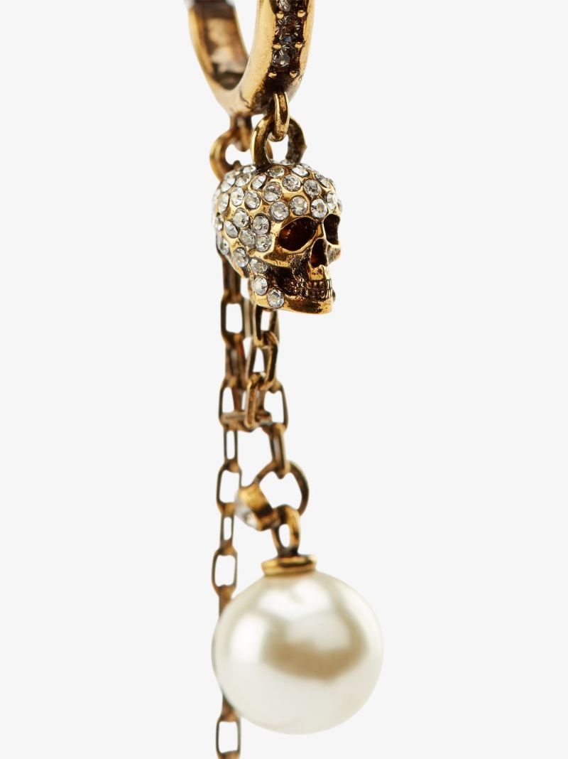 Gold Tone Skull Chain Ear Cuff