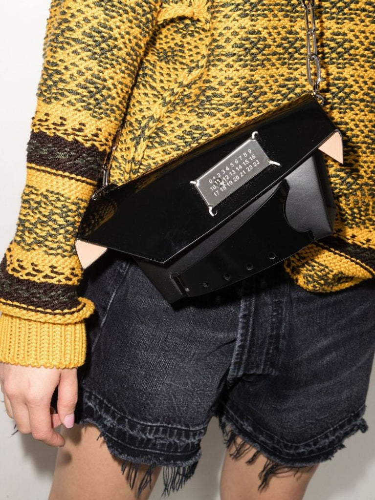 Black Snatched Small Patent Leather Shoulder Bag