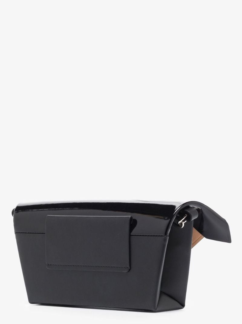 Black Snatched Small Patent Leather Shoulder Bag