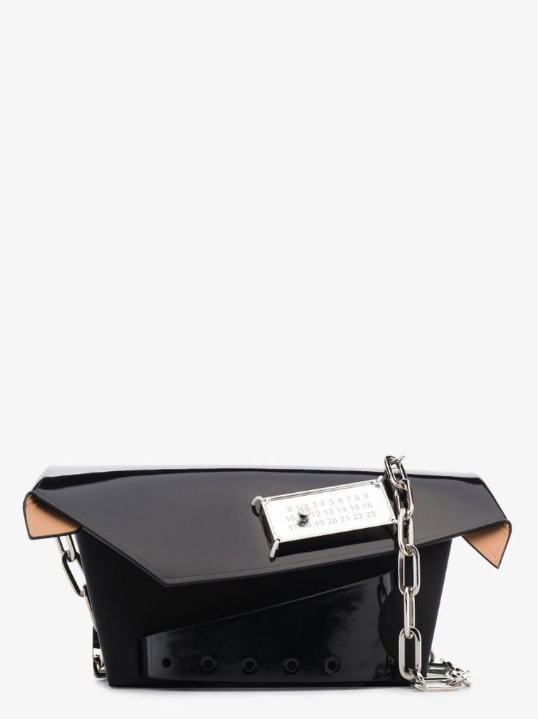 Black Snatched Small Patent Leather Shoulder Bag