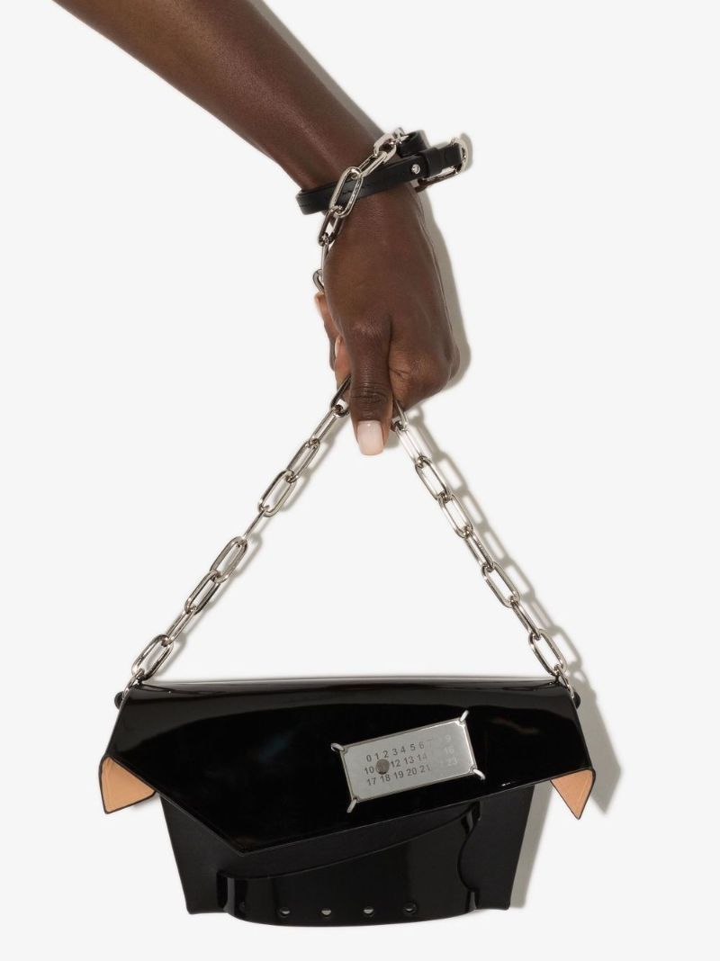 Black Snatched Small Patent Leather Shoulder Bag