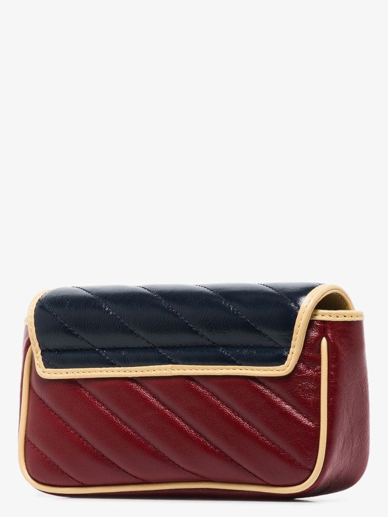 Blue and Red Gg Marmont Mini Leather Shoulder Bag