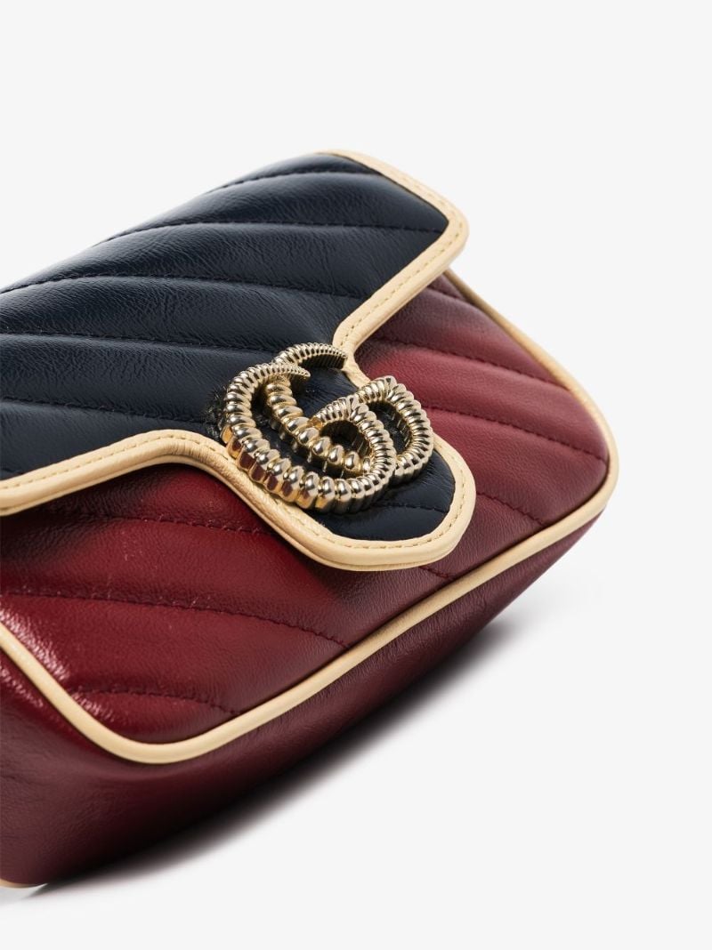 Blue and Red Gg Marmont Mini Leather Shoulder Bag