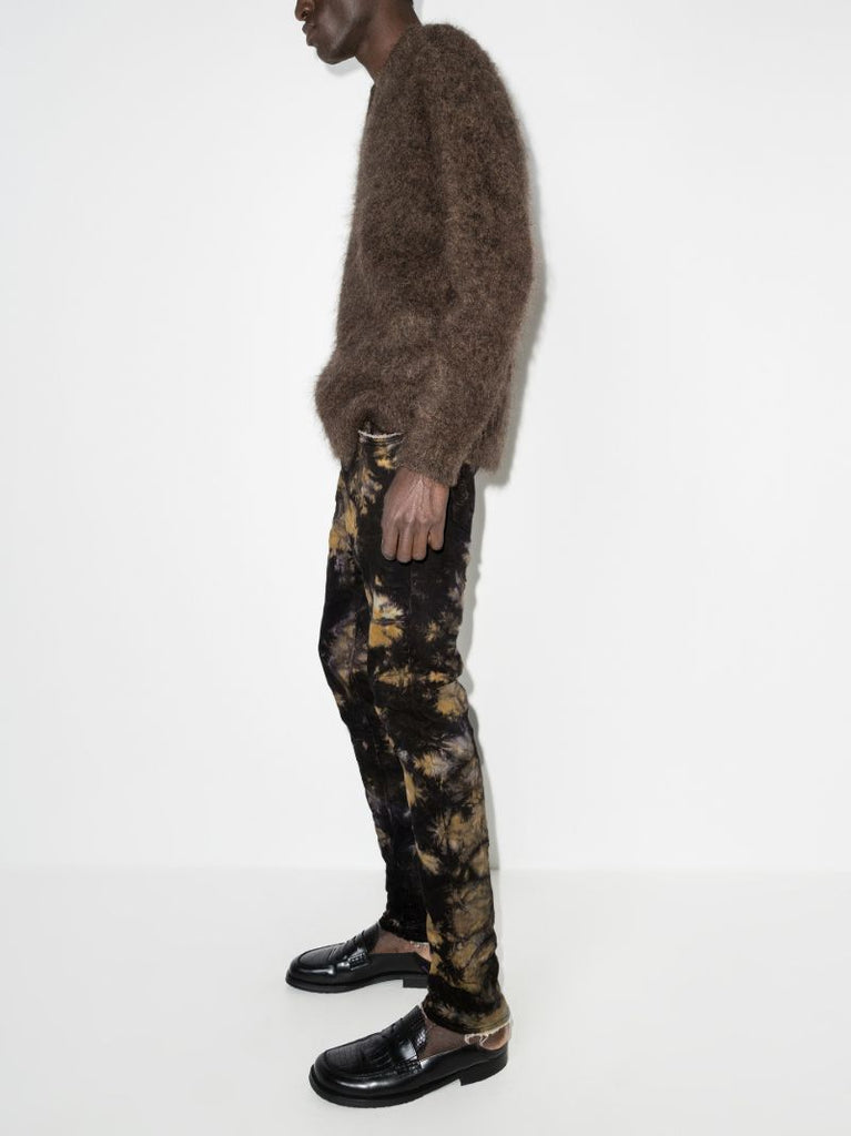 P002 Black Clay Tie-dye Slim Leg Jeans