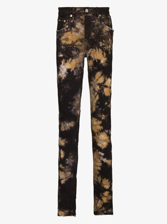 P002 Black Clay Tie-dye Slim Leg Jeans