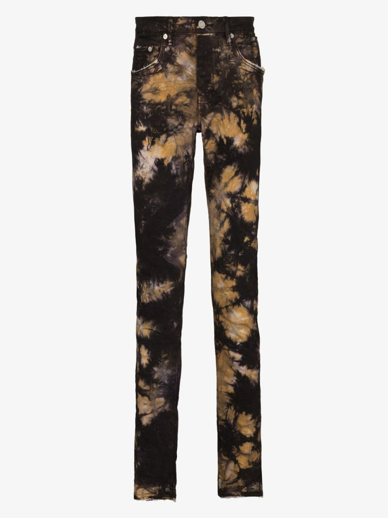 P002 Black Clay Tie-dye Slim Leg Jeans