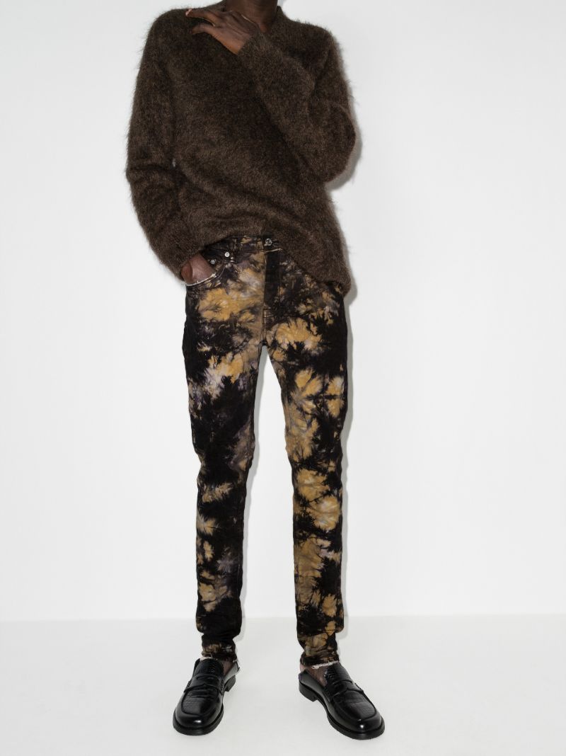 P002 Black Clay Tie-dye Slim Leg Jeans