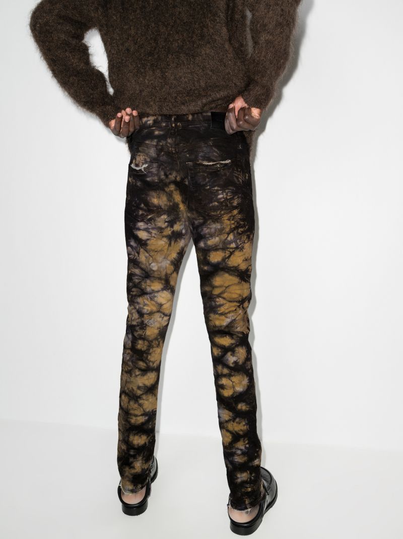 P002 Black Clay Tie-dye Slim Leg Jeans