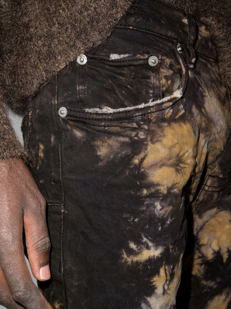 P002 Black Clay Tie-dye Slim Leg Jeans