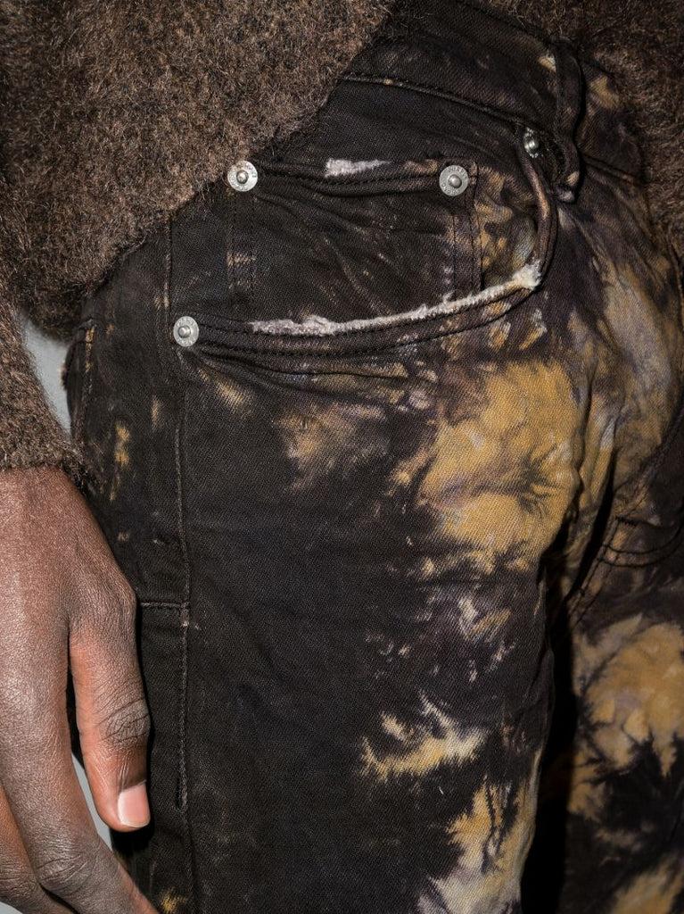 P002 Black Clay Tie-dye Slim Leg Jeans