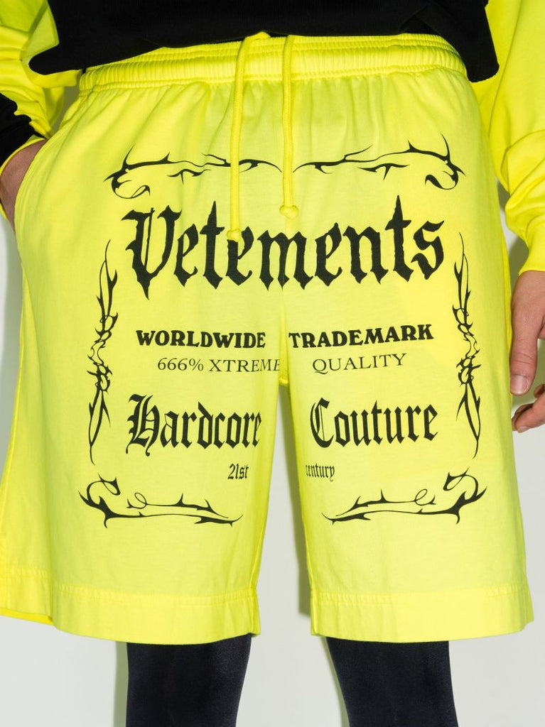 Gothic Logo Cotton Track Shorts