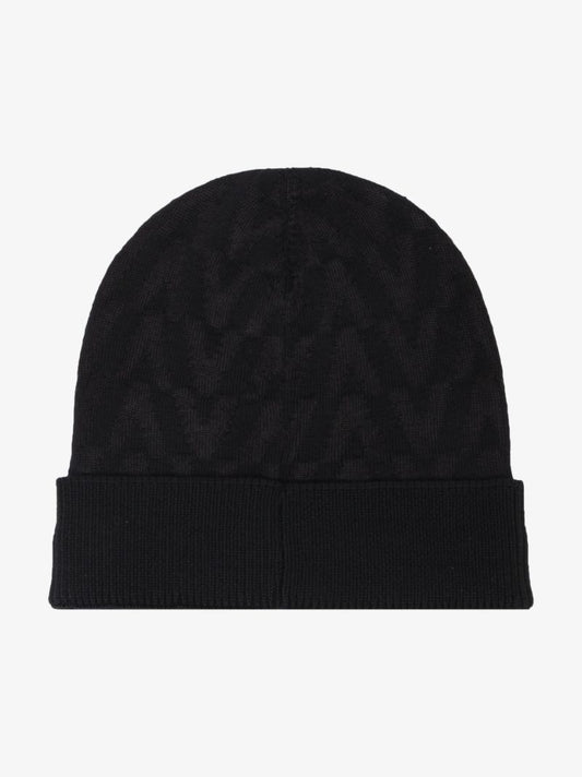 Black Optical Valentino Wool Beanie Hat