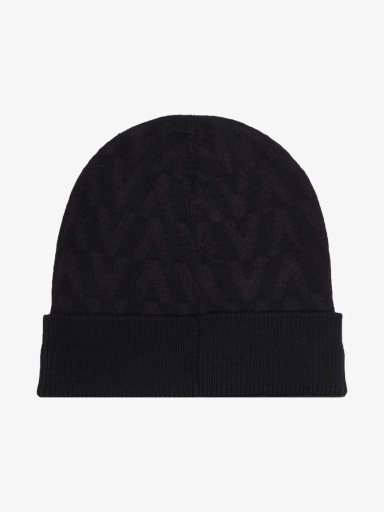 Black Optical Valentino Wool Beanie Hat