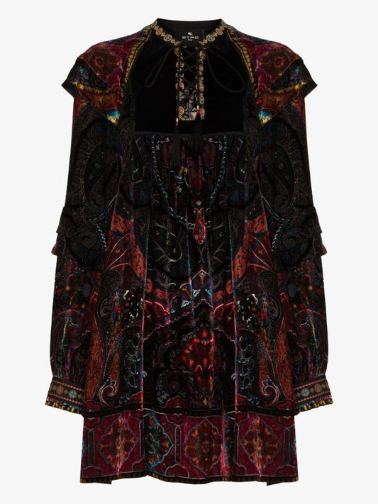 Carl Lace-up Paisley Dress