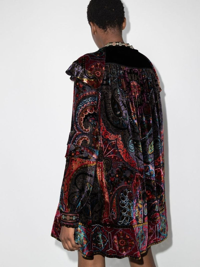 Carl Lace-up Paisley Dress