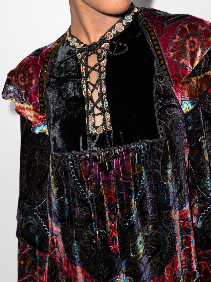 Carl Lace-up Paisley Dress