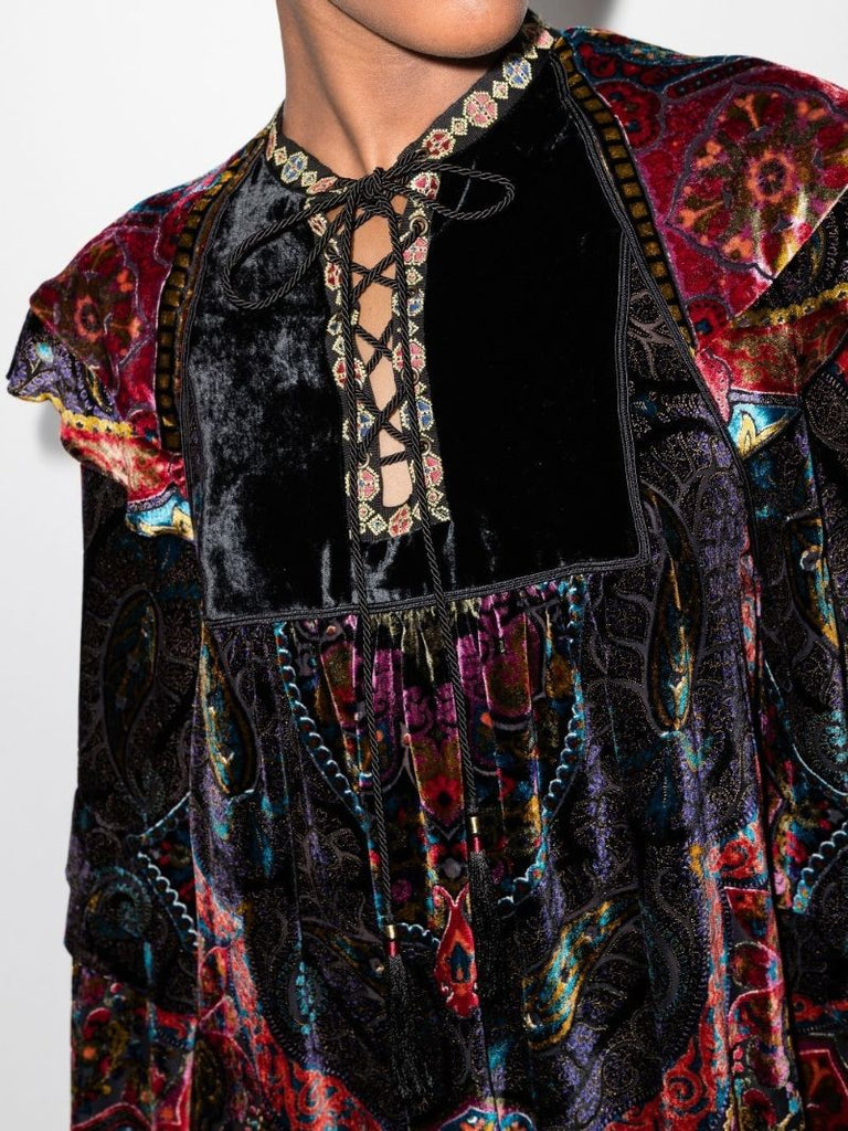 Carl Lace-up Paisley Dress