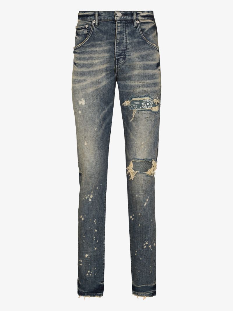 Bandana Patch Slim Leg Jeans