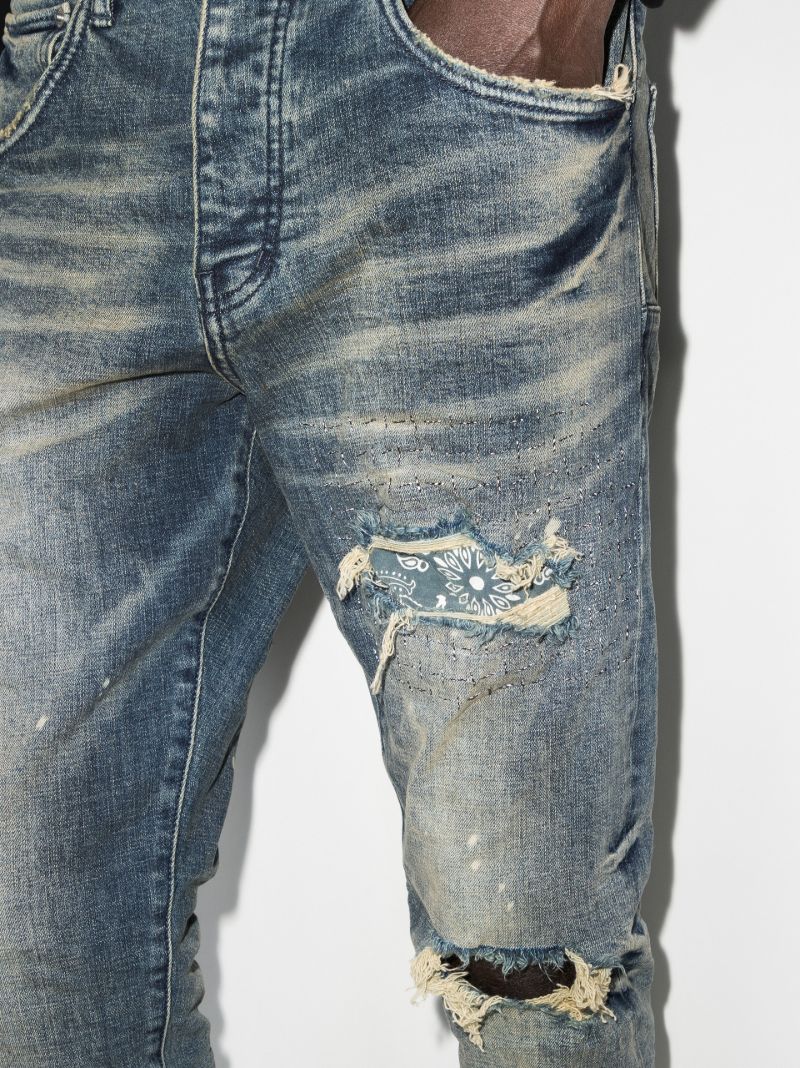 Bandana Patch Slim Leg Jeans