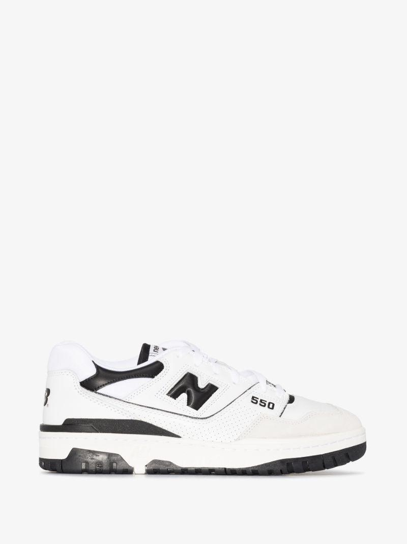 White and Black Bb550 Leather Sneakers