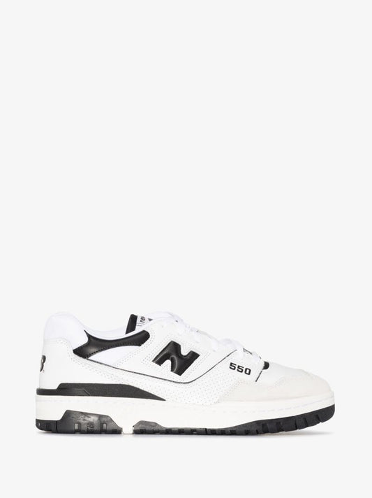 White and Black Bb550 Leather Sneakers