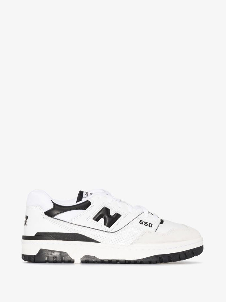 White and Black Bb550 Leather Sneakers