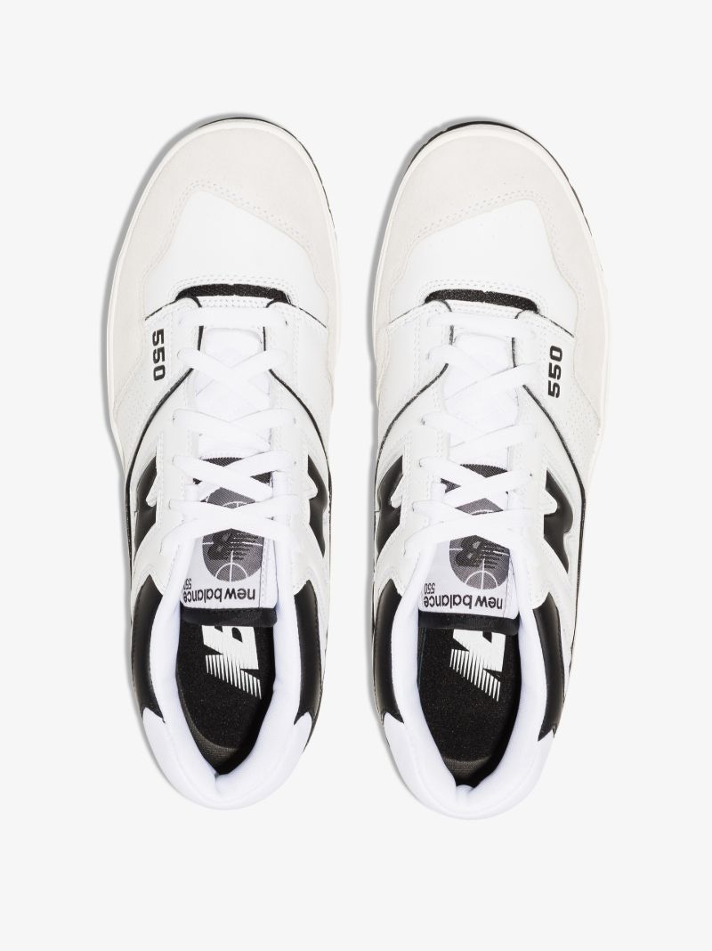 White and Black Bb550 Leather Sneakers