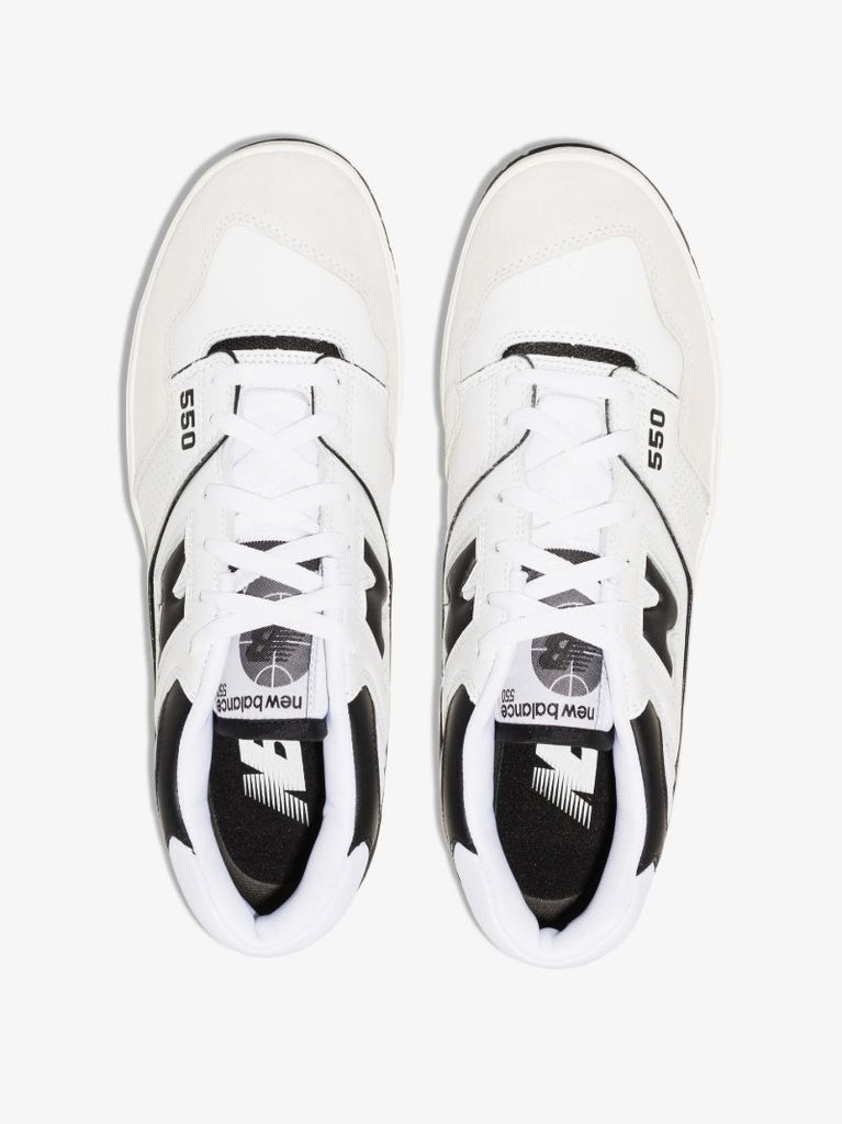 White and Black Bb550 Leather Sneakers